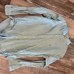 Ralph Lauren Light Blue and White Striped Button-Down Shirt